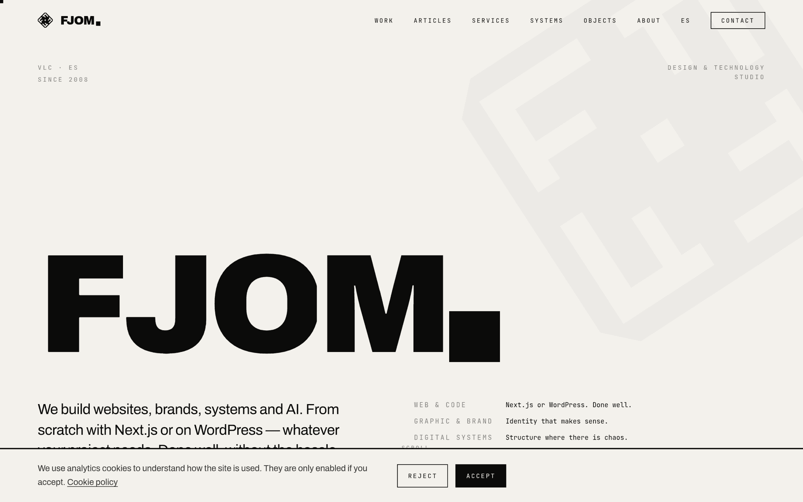 FJOM. Studio Identity project screenshot